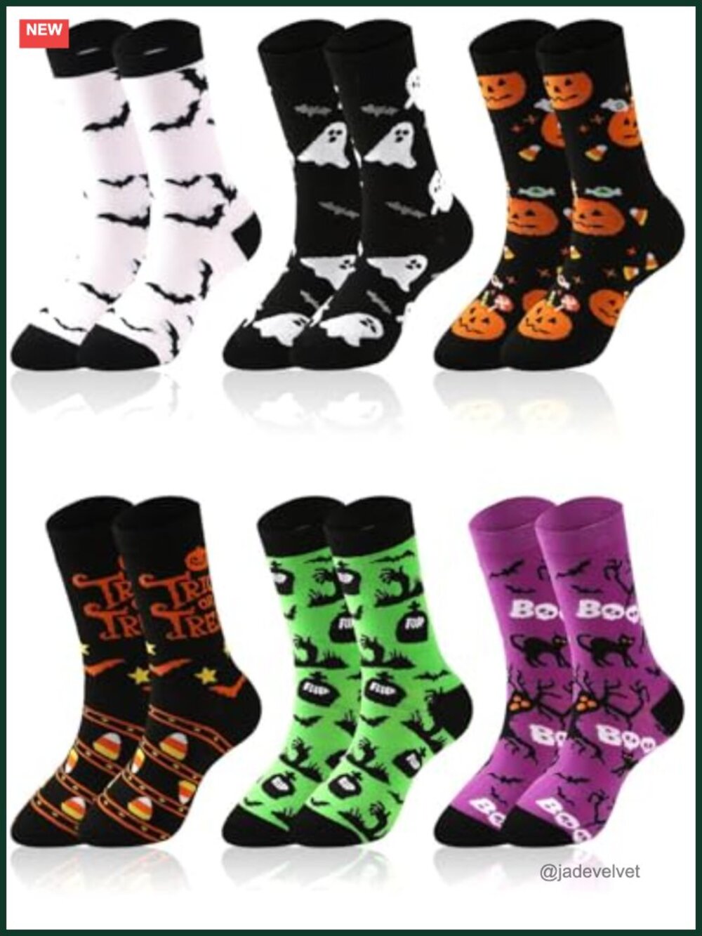 6 Pairs Halloween Cotton Crew Socks Novelty Spooky Gift Set